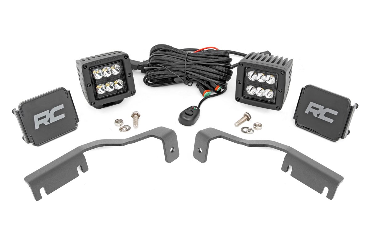 Nissan Frontier LED Light Kit - Ditch Mount - Rough Country - Spot - Black - '22-'23